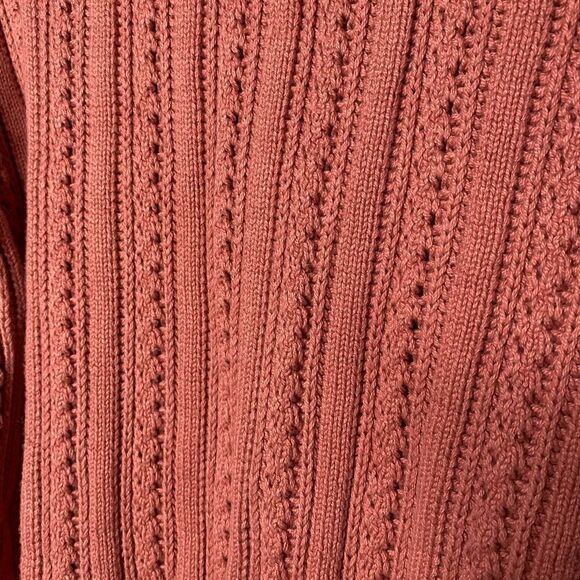 J. Crew Point Sur Boxy Pointelle Cable Knit Pullover Sweater Drop Shoulder Mauve - Picture 5 of 11